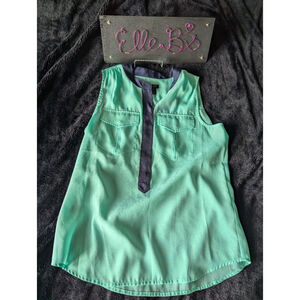 EUC J Crew Mint Green/ Navy Tank 0
